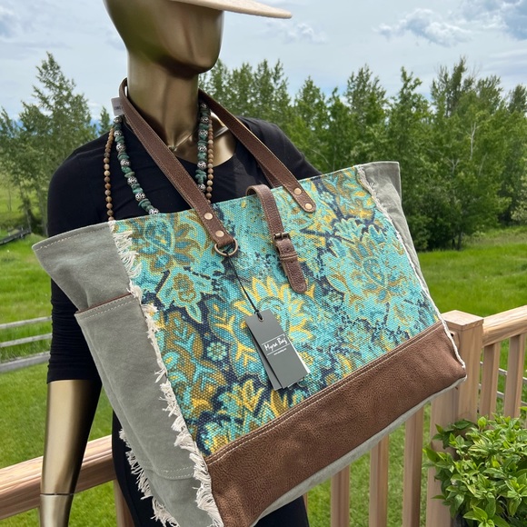 Myra Bag Bags New Turquoise Resort Xl Myra Bag Canvas Rug Leather